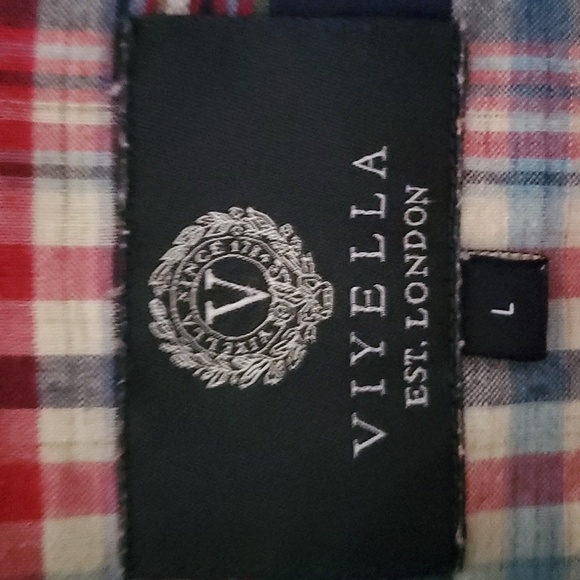 Viyella Short Sleeve Plaid Button Down Large - Picture 3 of 5